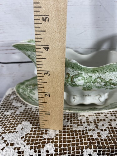 New Wharf Pottery Colwyn Semi Porcelain Green White Gravy Boat Made in England - Picture 12 of 12