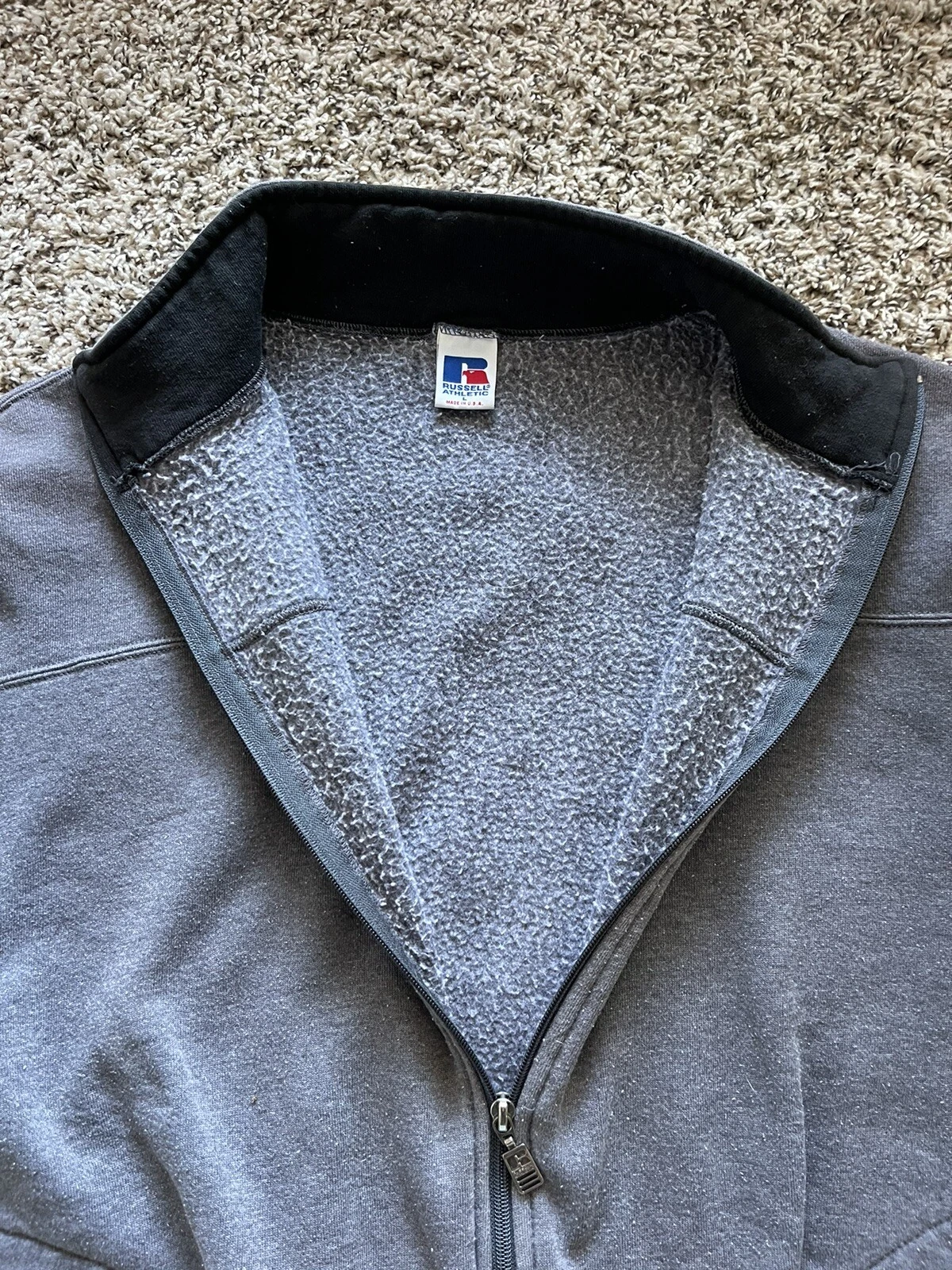 VETEMENTS Felpa vintage uomo grande grigia Rus atletica zip Y2K outdoor escursionismo anni 90