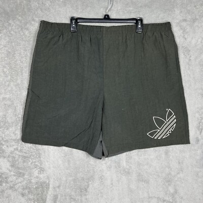 Vintage Adidas Shorts Men's Size XL Swim Trunks Drawstring Dark Gray Embroidered