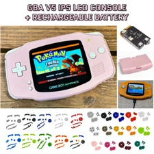 Nintendo Game Boy Advance GBA V5 IPS LCD LIGHT PINK USB-C Rechargeable Battery