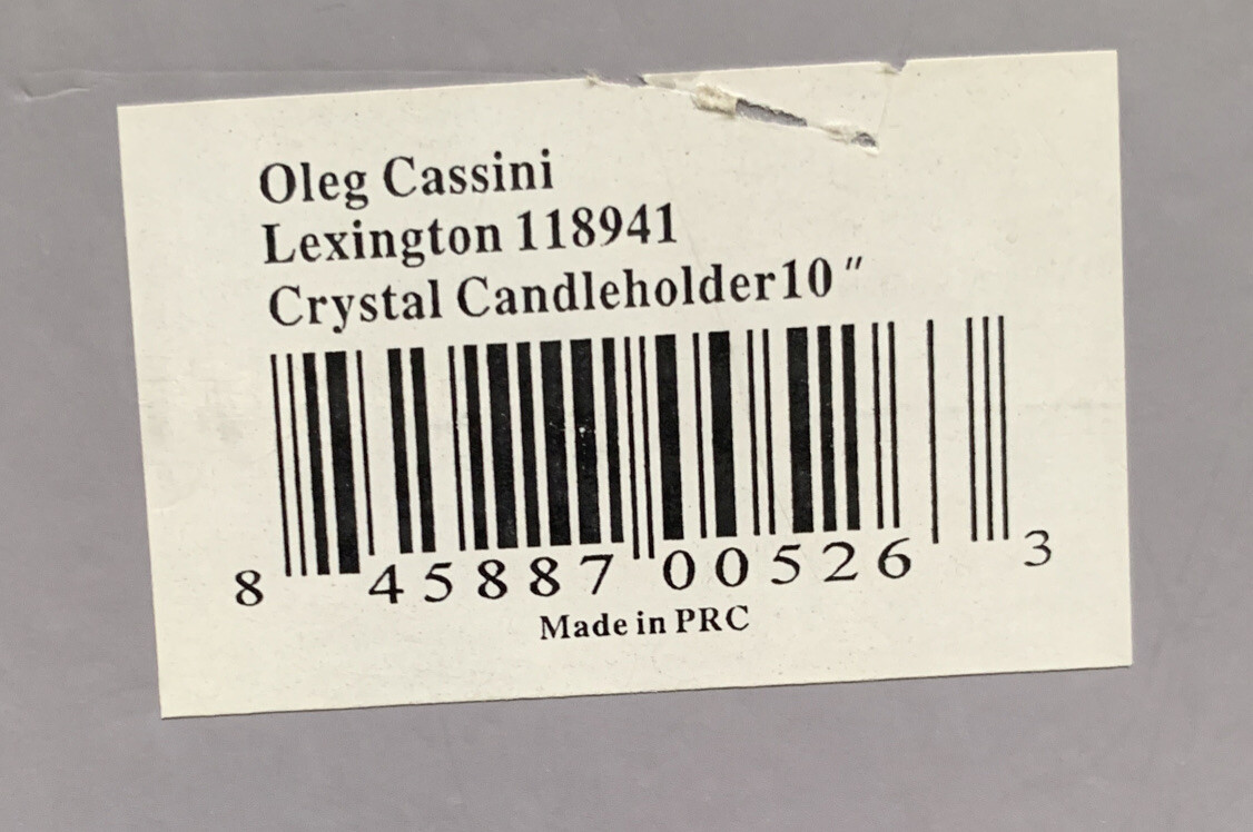 Oleg Cassini 10&rdquo;LEXINGTON Clear Crystal Candle Holder  NEW #118941 Free Shipping