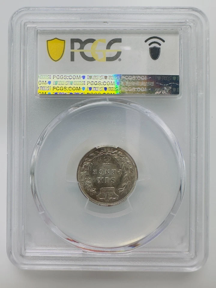 Great Britain 6D Pence 1887 Victoria British S-3912 Young Head PCGS MS62 - Image 2 of 2