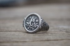 Anello quadrato e bussola massone ornamento gioielli fatti a mano maestro gioielli