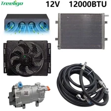 12V Air Conditioner Under Dash Car Parking AC Compressor Evaporator Kit 12000BTU