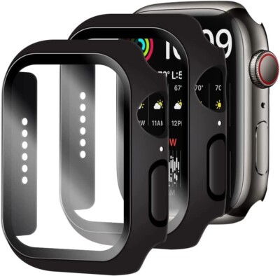 [2 Pack ]ArmorSuit Case for Apple Watch Series (41mm) Tempered  Glass-Black