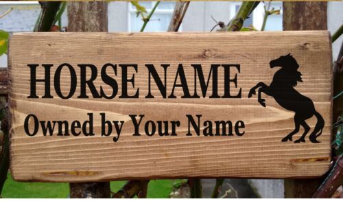 Horse Name Plate Stable Door Plaque / Sign  Personalised  Rustic Wooden Box - Afbeelding 1 van 6