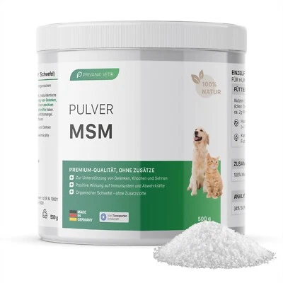 PRIVANA MSM Pulver (500g) - für Hunde – organischer Schwefel als Gelenkpulver