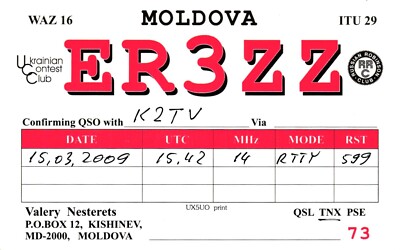 Kishinev Moldova ER3ZZ QSL Radio Postcard