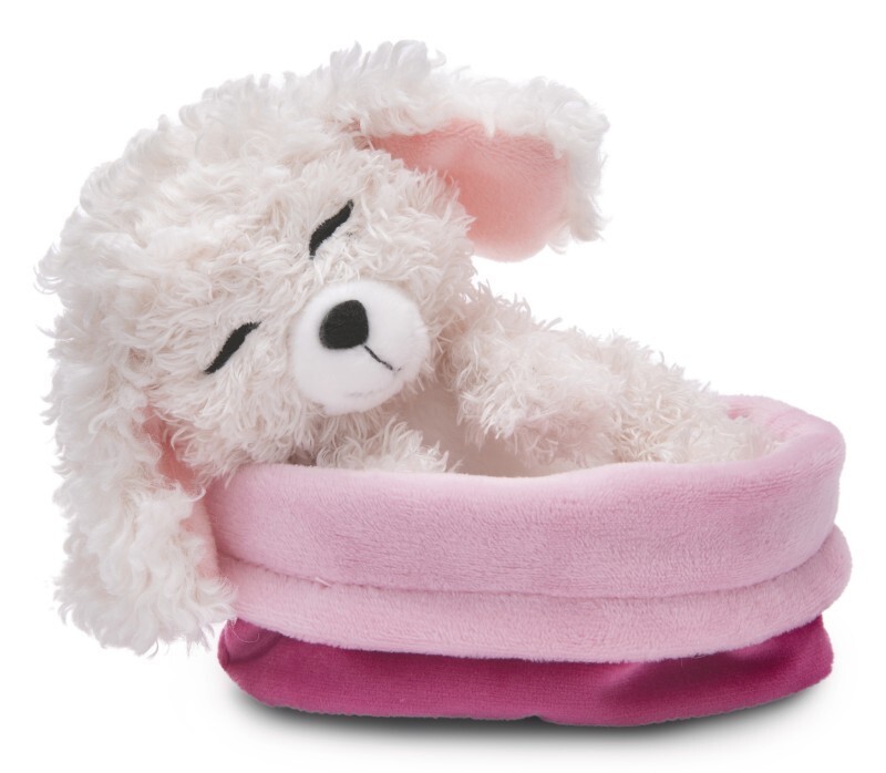 Thumbnail - Nici Kuscheltier "sleeping Pets" Weißer Pudel, 12 Cm, Rosa Körbchen