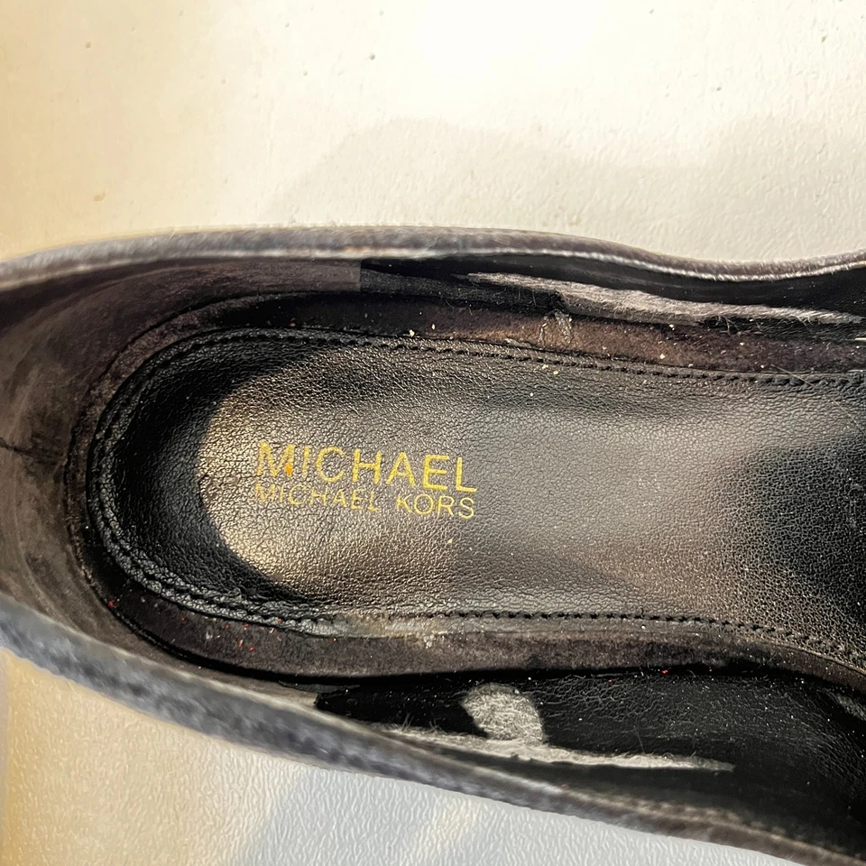 Mocasines Michael Kors Natasha de gamuza negra estrellas doradas 7 1/2 terciopelo de lujo metálico Foto 3 de 4