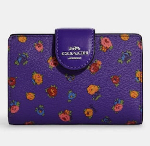Coach C9934 Medium Corner Zip Wallet Mini Vintage Rose Print