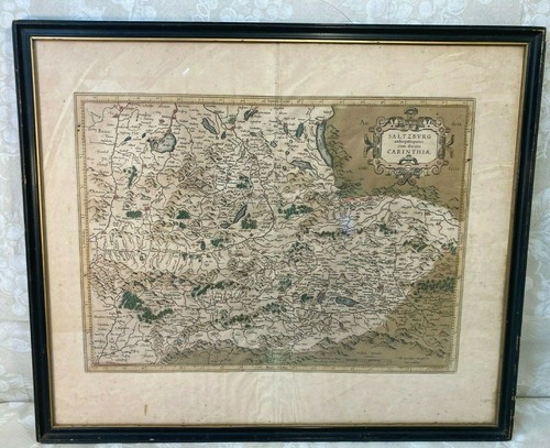 1627 Salzburg Map Sheet from Atlas Hand Colored "Salzburg archiepisocopatus