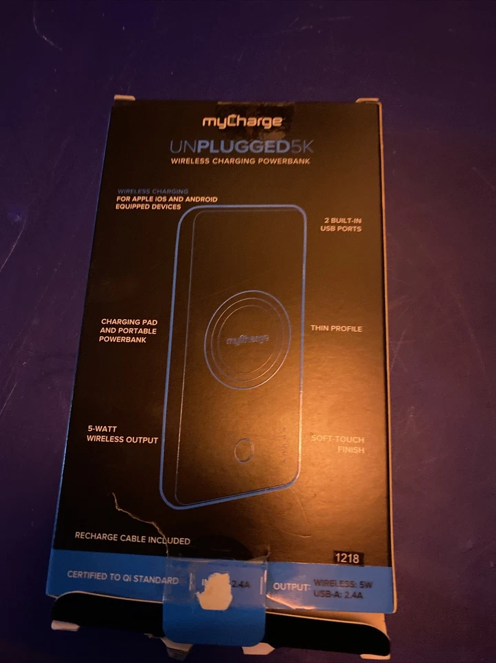 Banco de alimentación de carga inalámbrica Broken myCharge Unplugged5K 5000 mAh ultra delgado blanco Foto 2 de 4