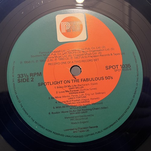 [ROCK/POP]~EXC 2 DOUBLE LP~VARIOUS~Spotlight On The Fabulous 50's~[1983~PRT]~UK~ - Picture 7 of 7