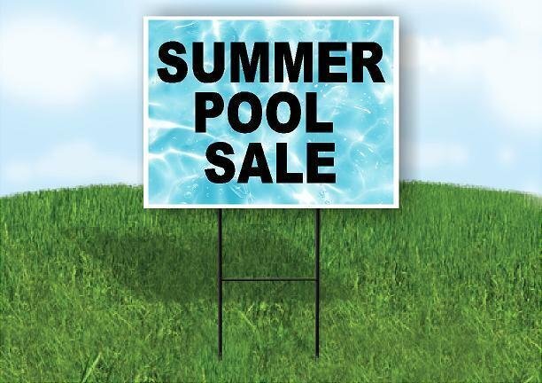 SUMMER POOL SALE BLACK Plastic Yard Sign ROAD SIGN with Stand