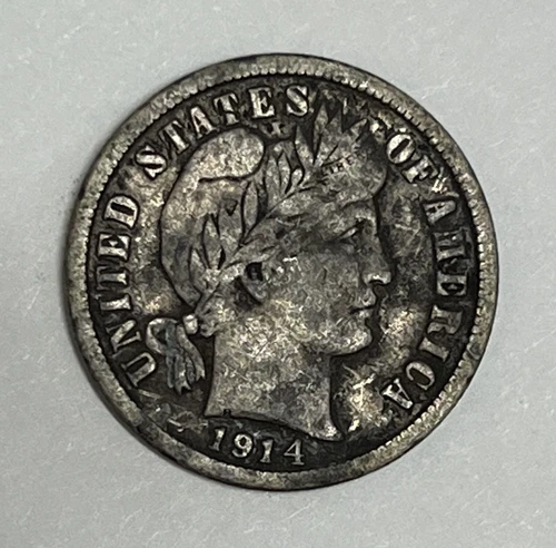 1914-D Denver Silver Barber Dime Very Fine Condition
