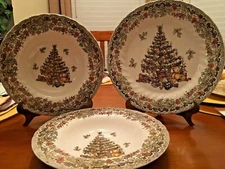 Churchill Myott Factory Christmas Tree 9.5" dinner plate & Two 8.5" Bowls