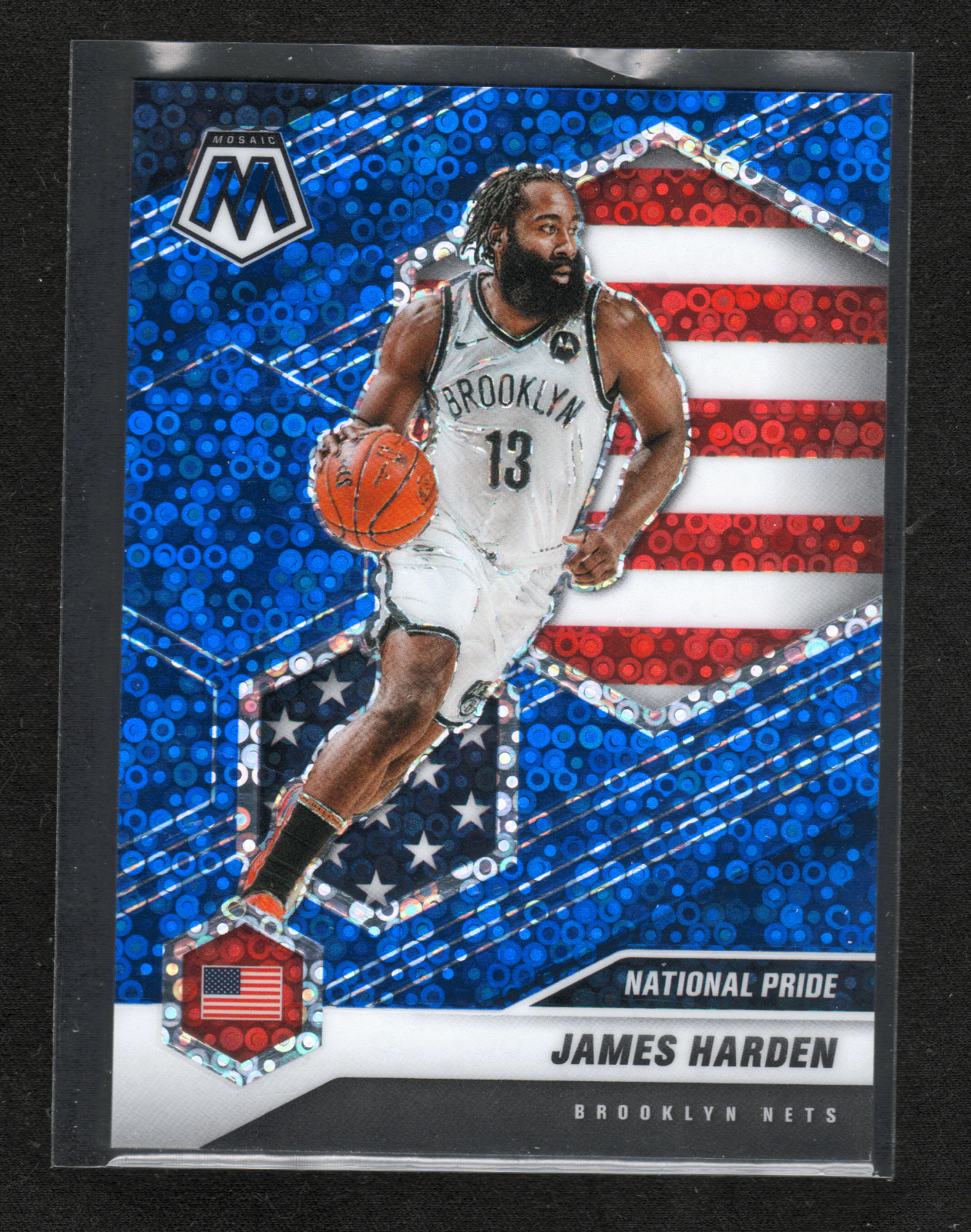 2020-21 Mosaic #256 James Harden National Pride Blue Disco Prizm  76ers /85