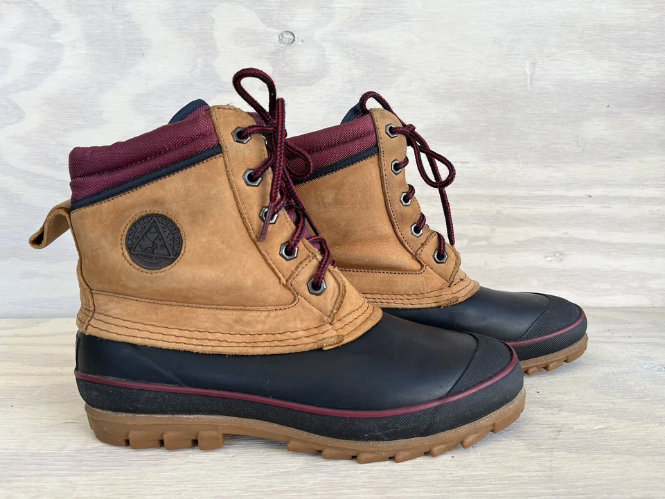 Trader Bay Waterproof Navy Rubber & Tan Leather  Insulated Lace Up Duck Boots 8 - Image 4 of 4