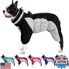 AOFITEE Small Dog Warm Winter Jacket With Built-in Harness, Windproof Reflect