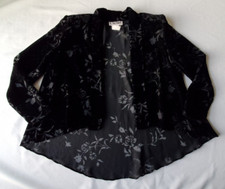 Cachet Open Cardigan Women's S Black Floral Sheer Velvet Shimmer Made in USA