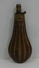 G. & JW Hawksley 8"H Ribbed Military Powder Flask