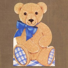 Cute Vintage NEW BABY BOY Card, Blue Bow Tie Teddy Bear by American Greetings   