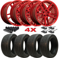 20 Wheels Abl33 Reign Candy Red Rims 2454020 Lionhart As Tires 5x112 20x9