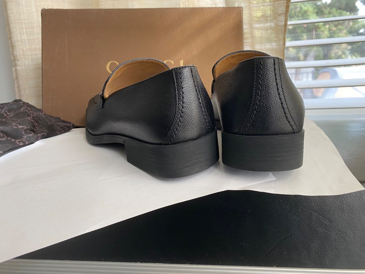 MEN GUCCI BLACK LEATHER LOAFERS MOCCASIN SLIDE DRESS SHOES  display picture 3