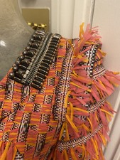 Matthew Williamson Pink And Orange Tweed Fringe Embellished Jacket Sz 6 Uk