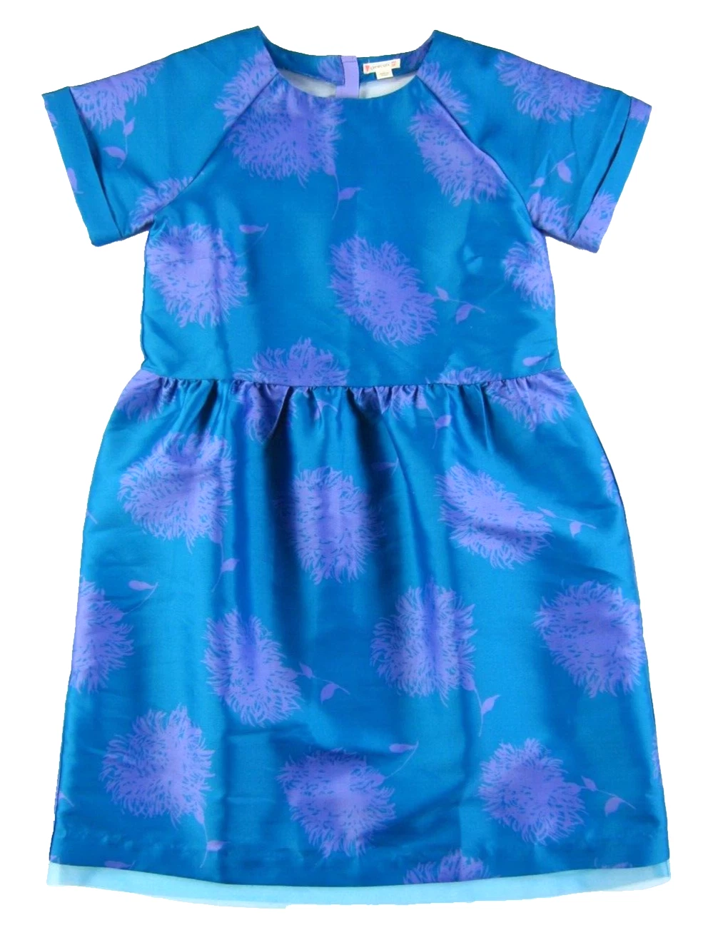 J.CREW CREWCUTS Blue Purple Satin Short Sleeve Sheath Dress Girl Size 16