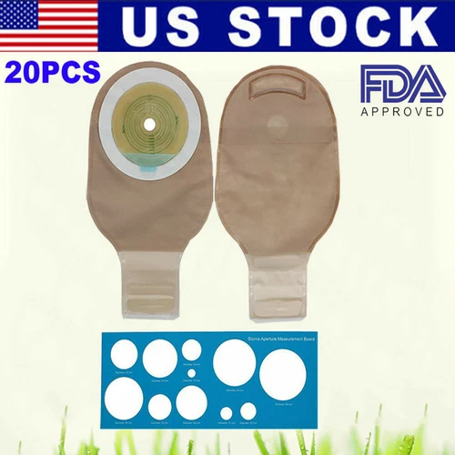 20PCS Ostomy Colostomy Ileostomy Stoma Drainable Closure Pouch Bag