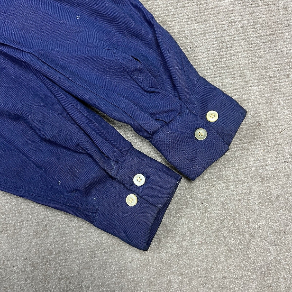 Vintage 50s Striped Rayon Gabardine Loop Collar Shirt Mens Medium 