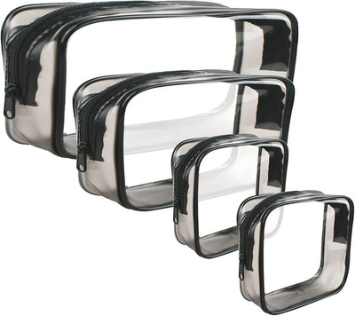 4 Pack Clear Cosmetic Bag for Travel - TSA Approved Toiletry Makeup Pouch - Carr