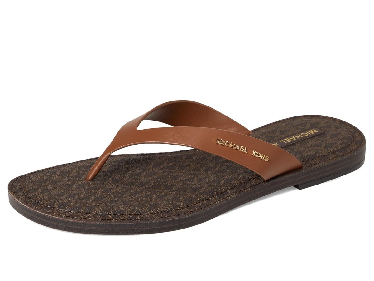 Michael KORS KOKO ICONIC GOLD LOGO SEXY FLIP FLOPS THONGS SANDALS