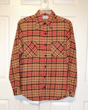 Vintage Big Mac JC Penney Flannel Shirt Mens Large 16-16 1/2 Brown Red Plaid VGC