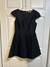 NWT HALSTON Heritage Evening Collection Fit n Flare Dress Size 8 Black Cap Sleev