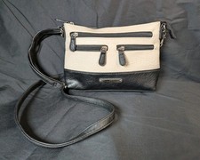 Women's Stone Mountain Bonded Leather Ivory Black Color Block Crossbody Bag