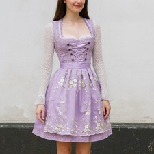 New Small Oktoberfest Lavender Purple Jacquard Dirndl Dress Bavarian German