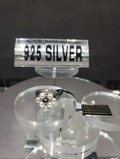 white  black Pearl Cocktail Ring Sterling Silver "925 China" size 8.75