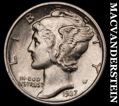 1937 Mercury Dime- Silver- Scarce High Grade Luster No Reserve #J4741
