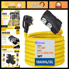 30 Amp Generator Adapter Cord, 15 ft TT-30P t...