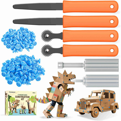 Cardboard Cutter for Kids,208Pcs Cardboard Construction Tool,Safe DIY Kit for Bo