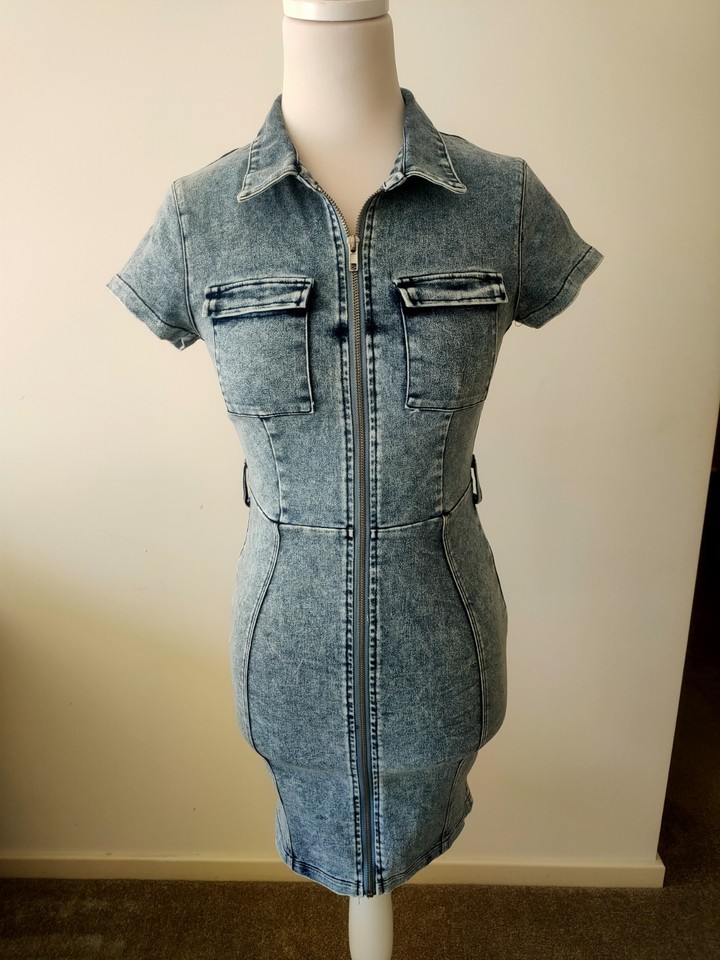 Women's Lily Whyt Denim Look Zip Up Dress Size 8