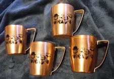 MIRRO Copper Tone ALUMINUM 4 Cups / Mugs Barbershop Quartet  MANITOWOC WI