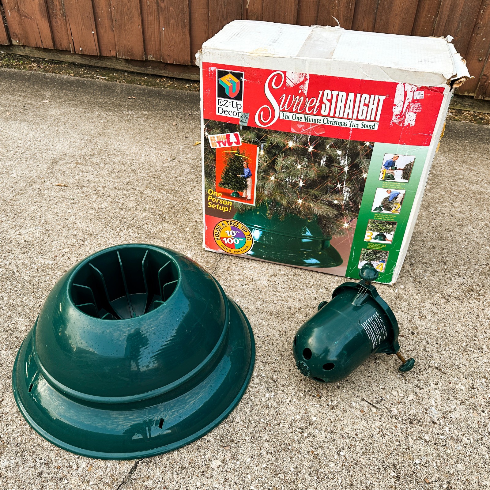 Vtg 90s Swivel Straight XTS3 The One Minute Christmas Tree Stand 10' 100lb w Box