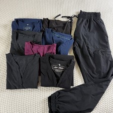 Lot of 7 Women's Scrub Tops 1 Pair Of Pants L Medical Nurse Vet Various Brands