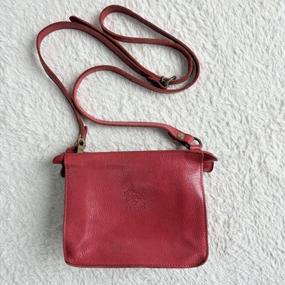 IL Bisonte Shoulder Crossbody Bag Leather Gold Hardware Used