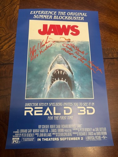 Jeffrey Voorhees Signed JAWS Poster Alex Kintner - Carla Hogendyk Coa/Hol/Pic