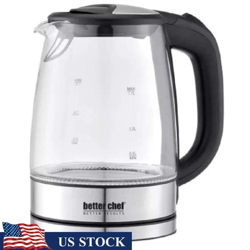 Cordless Electric Kettle 1.7L Glass 360 Degree Automatic Shut-Off LED Base New